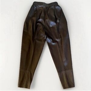 Vintage Rocco Barocco 70s Italian Lambskin Leather Pants - Size 38 Olive Green